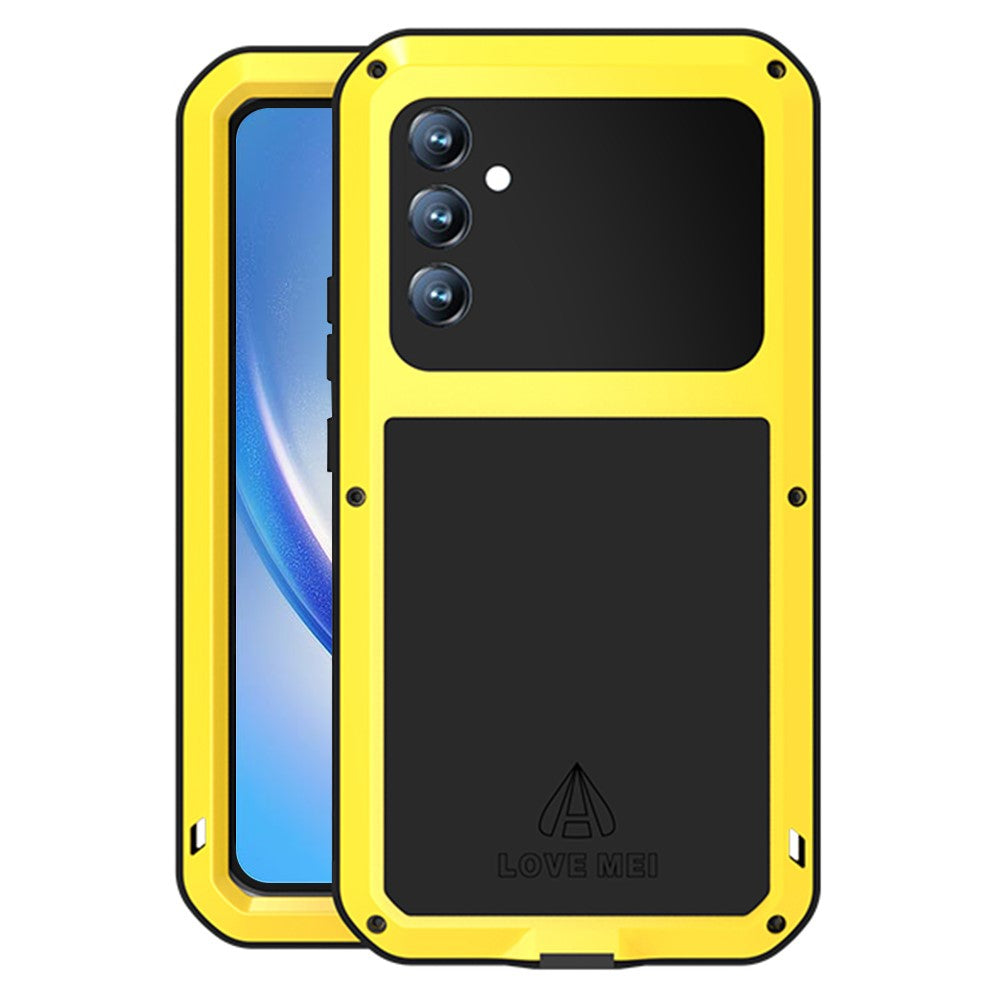 LOVE MEI For Samsung Galaxy A34 5G Silicone + Metal Anti-drop Rugged Phone Case with Built-in Tempered Screen Protector