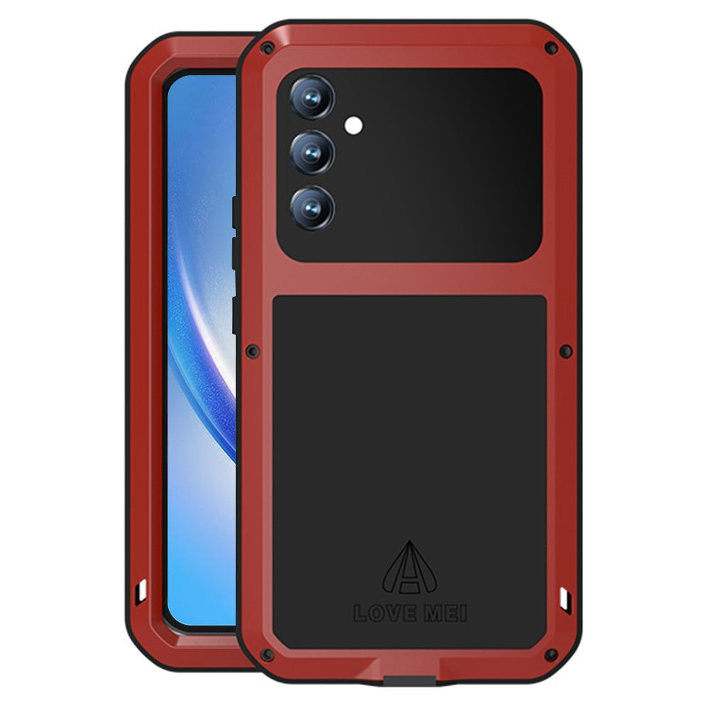 LOVE MEI For Samsung Galaxy A34 5G Silicone + Metal Anti-drop Rugged Phone Case with Built-in Tempered Screen Protector