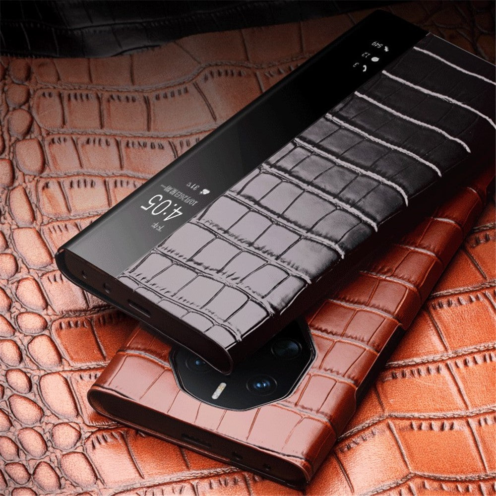 QIALINO Fallsäkert Mobilskal till Huawei Mate 50 RS Porsche Design 4G i Äkta Koläder PC-fodral