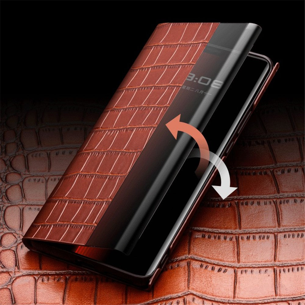 QIALINO Fallsäkert Mobilskal till Huawei Mate 50 RS Porsche Design 4G i Äkta Koläder PC-fodral