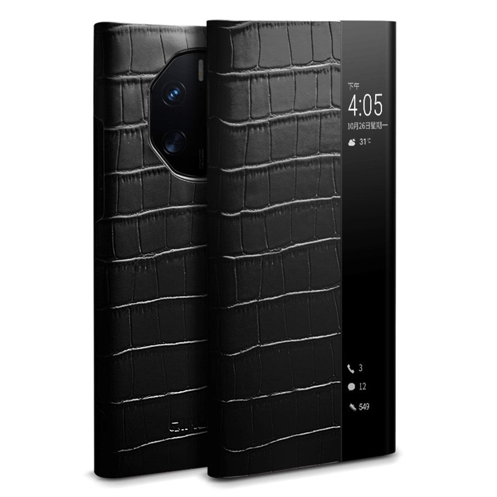 QIALINO Fallsäkert Mobilskal till Huawei Mate 50 RS Porsche Design 4G i Äkta Koläder PC-fodral