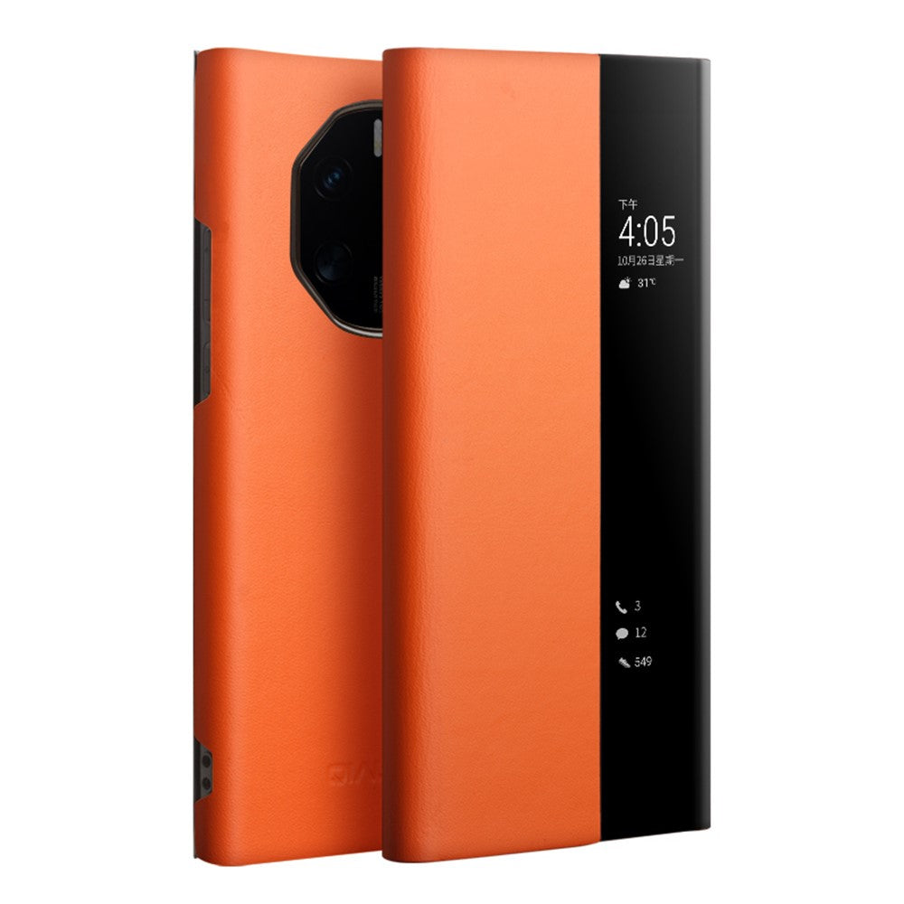 QIALINO mobilskal till Huawei Mate 50 RS Porsche Design 4G Kohud Läder PC-fodral Fallskydd Stötsäkert Skal