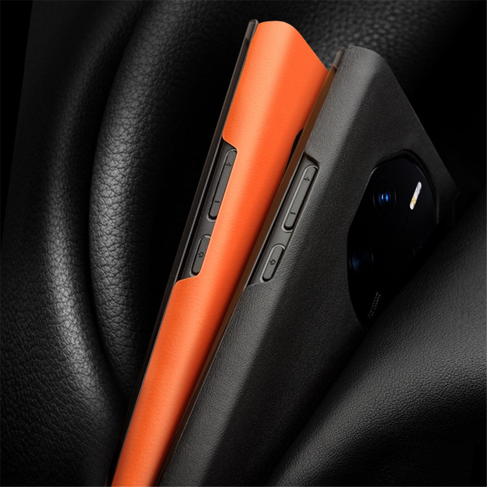 QIALINO mobilskal till Huawei Mate 50 RS Porsche Design 4G Kohud Läder PC-fodral Fallskydd Stötsäkert Skal