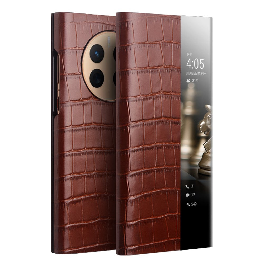 QIALINO til Huawei Mate 50 4G / 50E 4G, cover i ægte okselæder og PC, faldsikkert mobilcover