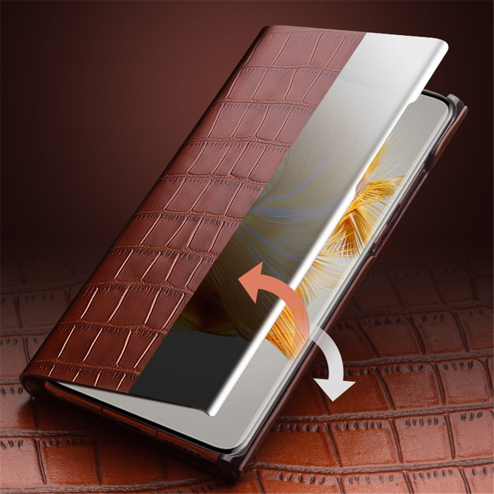 QIALINO til Huawei Mate 50 4G / 50E 4G, cover i ægte okselæder og PC, faldsikkert mobilcover