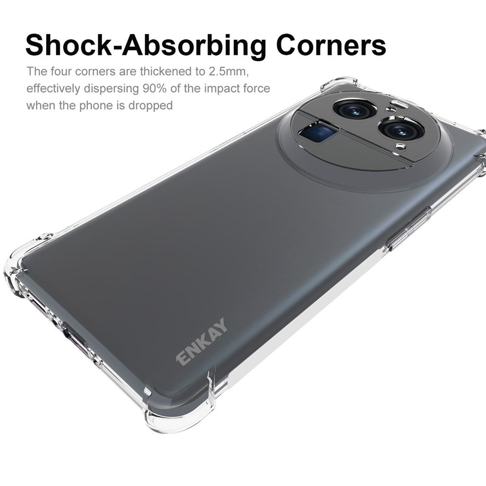 ENKAY HAT PRINCE För Oppo Find X6 Pro Stoppsäkert TPU-mobilskal Halkfritt Randigt Genomskinligt mobilskal