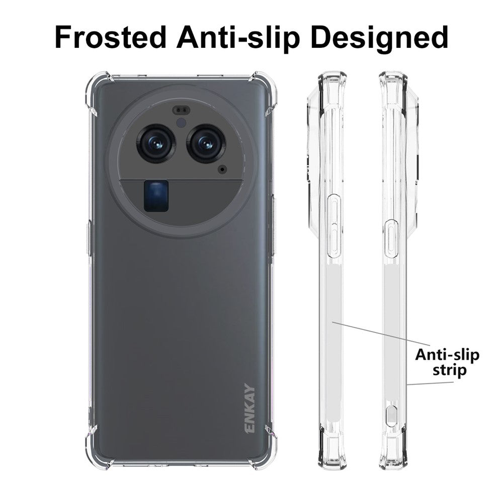 ENKAY HAT PRINCE För Oppo Find X6 Pro Stoppsäkert TPU-mobilskal Halkfritt Randigt Genomskinligt mobilskal