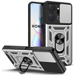 For Honor X7a 5G Kickstand Phone Case PC+TPU Phone Cover with Slide Camera Lens Protection