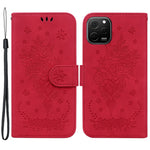 Huawei Nova Y61 4G / Enjoy 50z 4G Plånboksfodral i läder med tryckt rosa fjäril