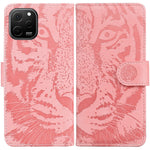 Wallet Stand Shell for Huawei nova Y61 4G / Enjoy 50z 4G Phone Cover Tiger Imprinted PU Leather Case