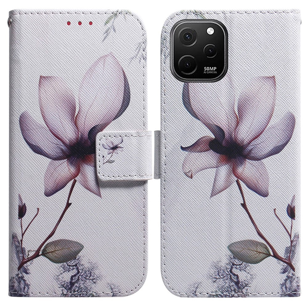 Fallskyddsfodral för Huawei Nova Y61 4G / Enjoy 50z 4G PU-läder med mönstertryck, plånboksfodral med stativ