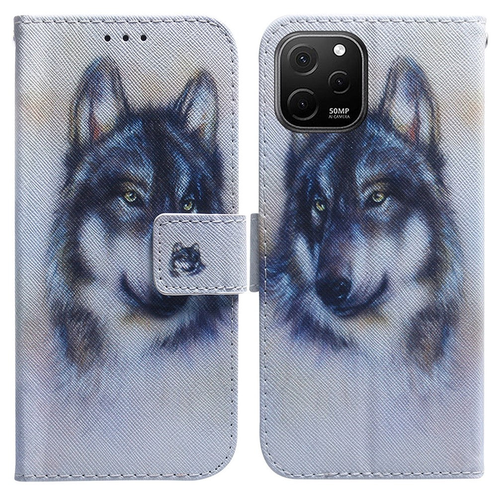 Anti-Drop Cover for Huawei nova Y61 4G / Enjoy 50z 4G PU Leather Pattern Printing Phone Case Wallet Stand Shell
