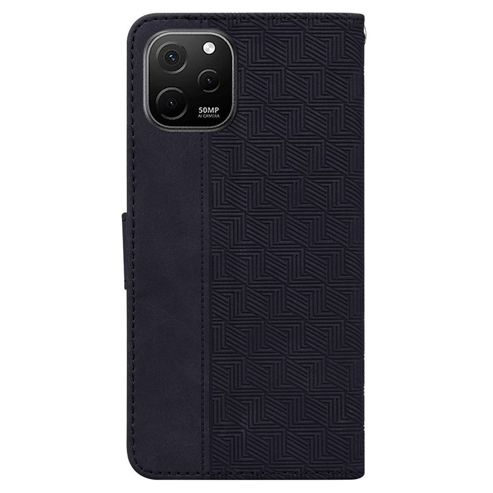 Phone Leather Shell for Huawei nova Y61 4G / Enjoy 50z 4G Wallet Case Geometry Pattern Imprinted Stand Cover