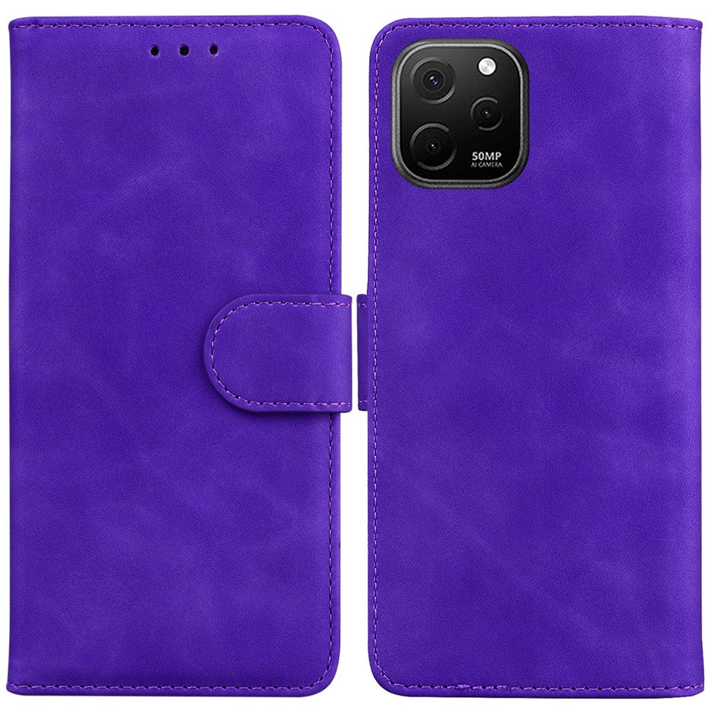 PU Leather Shell for Huawei nova Y61 4G / Enjoy 50z 4G Solid Color Phone Case Wallet Stand Cell Phone Cover