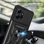 Xiaomi Redmi Note 12 4G Stativ mobilskal Skjutbart Linsskydd PC+TPU Skal
