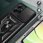For Xiaomi Redmi Note 12 4G Kickstand Phone Case Slide Lens Protection PC+TPU Cover