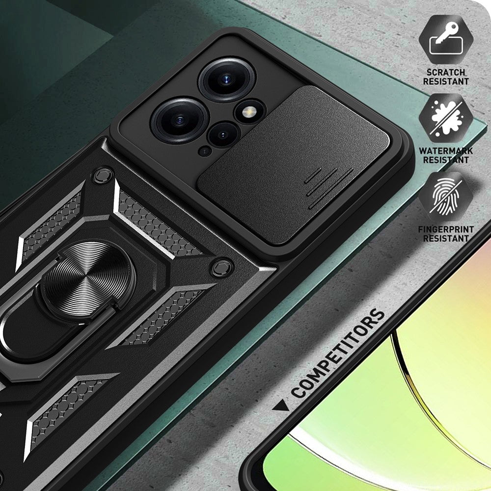 Xiaomi Redmi Note 12 4G Stativ mobilskal Skjutbart Linsskydd PC+TPU Skal