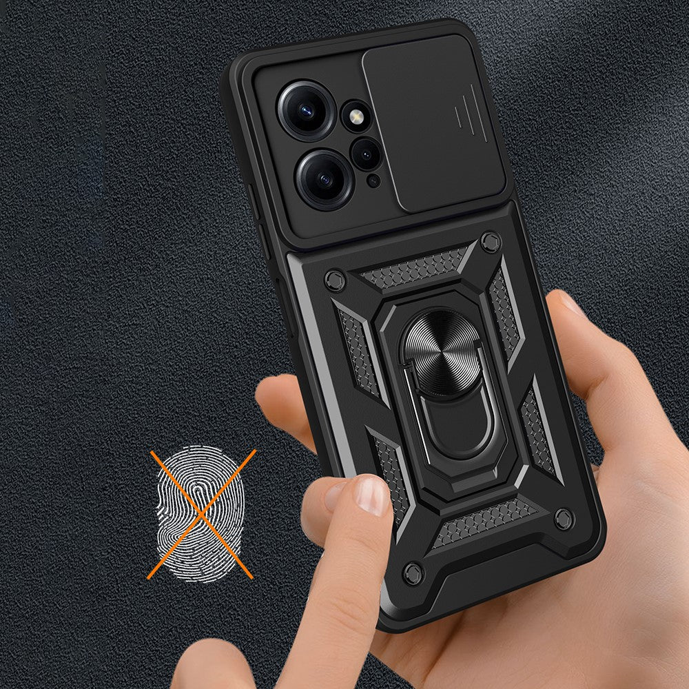 Xiaomi Redmi Note 12 4G Stativ mobilskal Skjutbart Linsskydd PC+TPU Skal