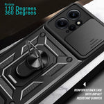 For Xiaomi Redmi Note 12 4G Kickstand Phone Case Slide Lens Protection PC+TPU Cover