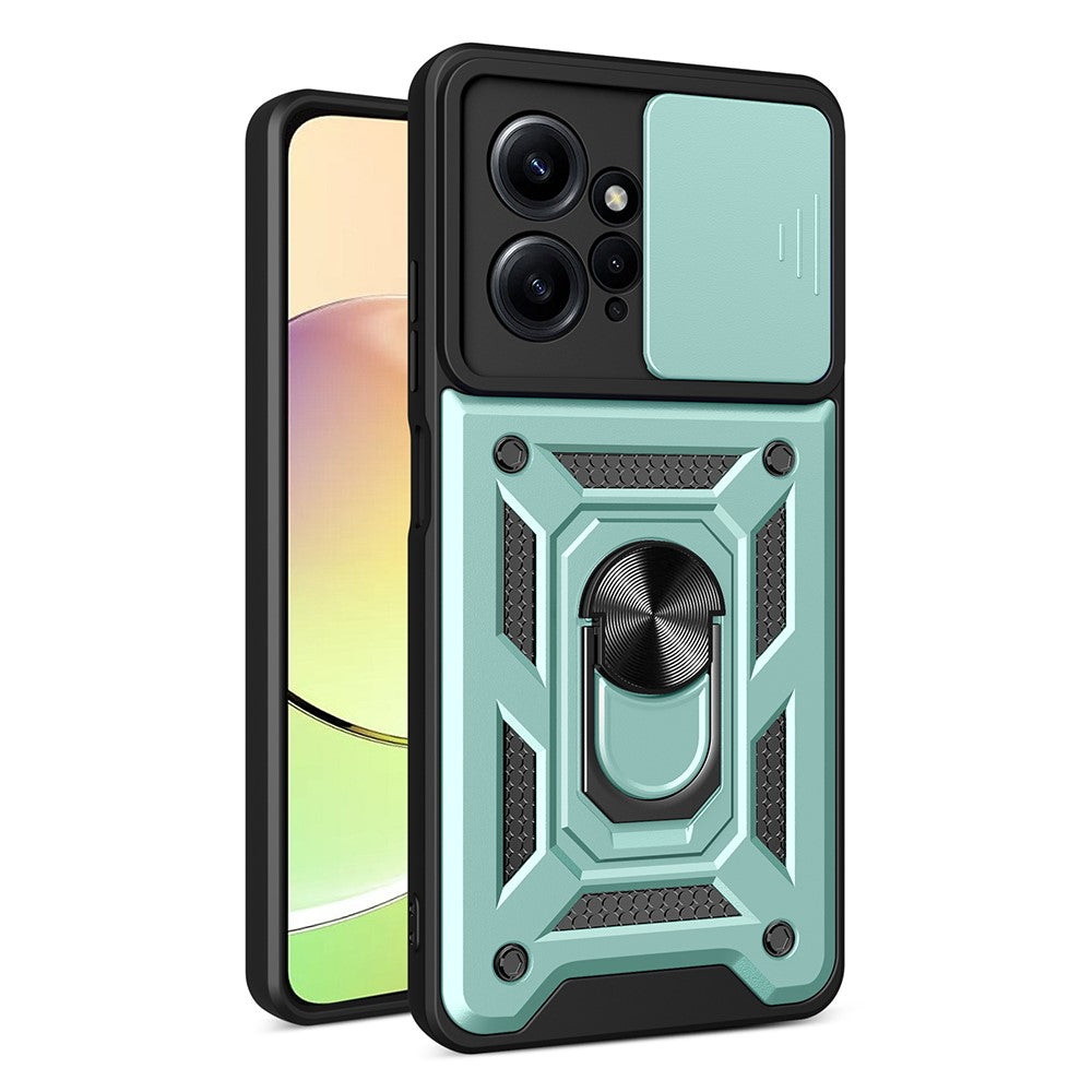 For Xiaomi Redmi Note 12 4G Kickstand Phone Case Slide Lens Protection PC+TPU Cover
