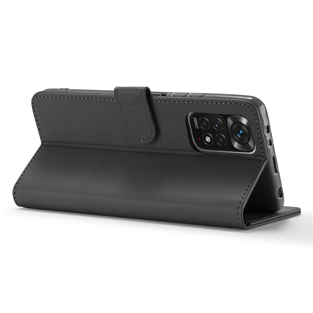 LC.IMEEKE For Xiaomi Redmi Note 12 Pro 4G / Note 11 Pro 4G (MediaTek) / Note 11 Pro 5G (Qualcomm) Leather Phone Cover Calf Texture Stand Wallet Case