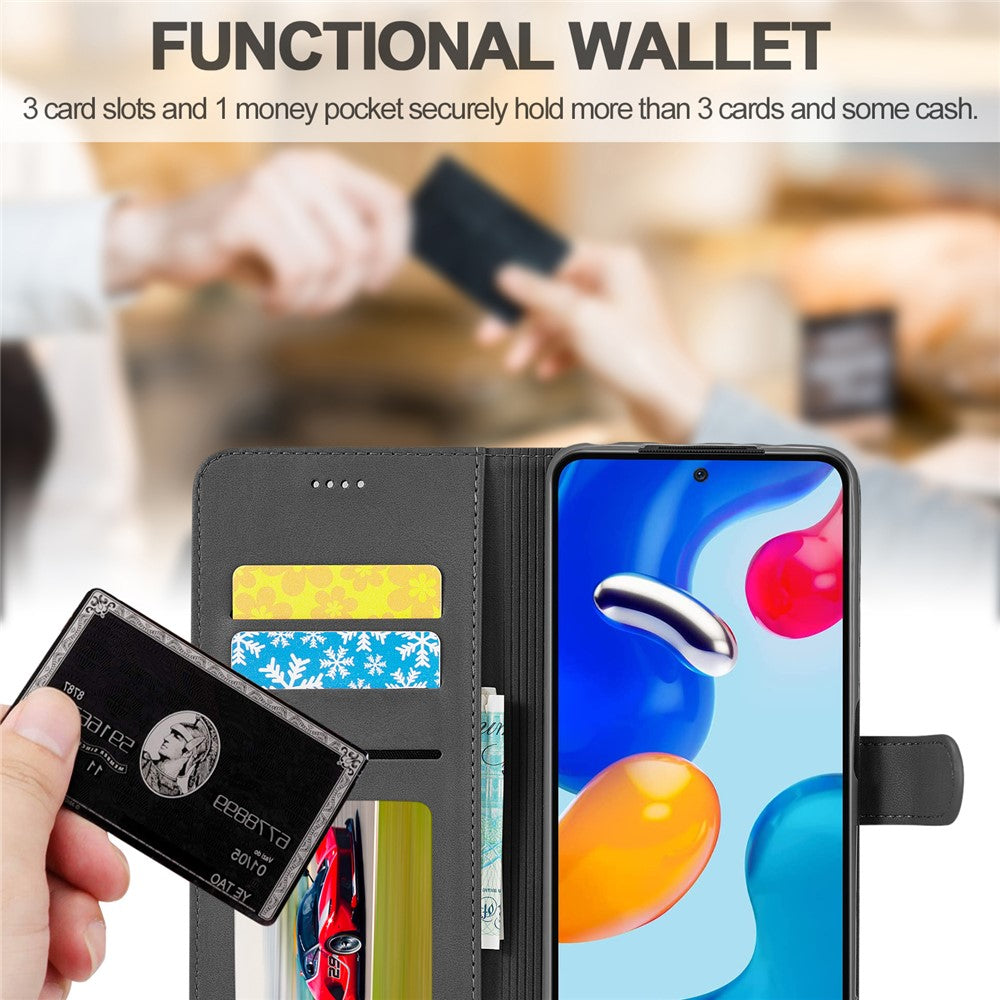 LC.IMEEKE For Xiaomi Redmi Note 12 Pro 4G / Note 11 Pro 4G (MediaTek) / Note 11 Pro 5G (Qualcomm) Leather Phone Cover Calf Texture Stand Wallet Case