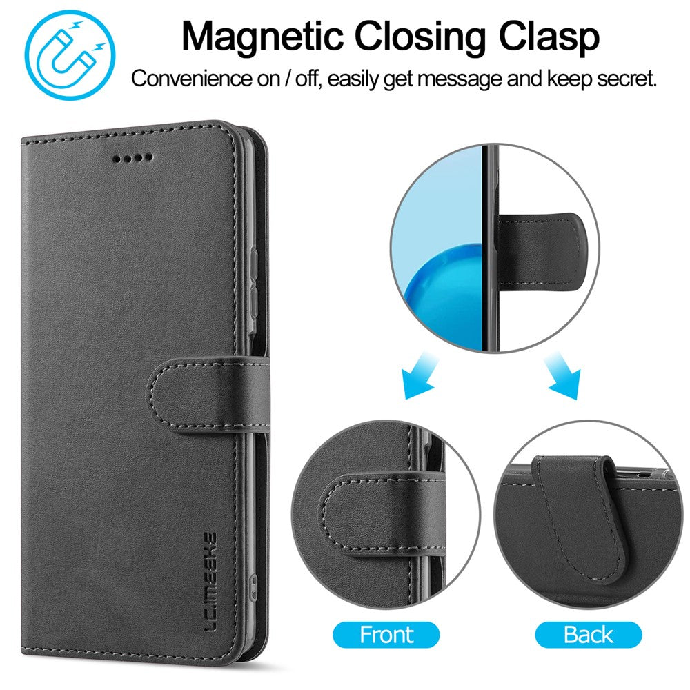 LC.IMEEKE For Xiaomi Redmi Note 12 Pro 4G / Note 11 Pro 4G (MediaTek) / Note 11 Pro 5G (Qualcomm) Leather Phone Cover Calf Texture Stand Wallet Case
