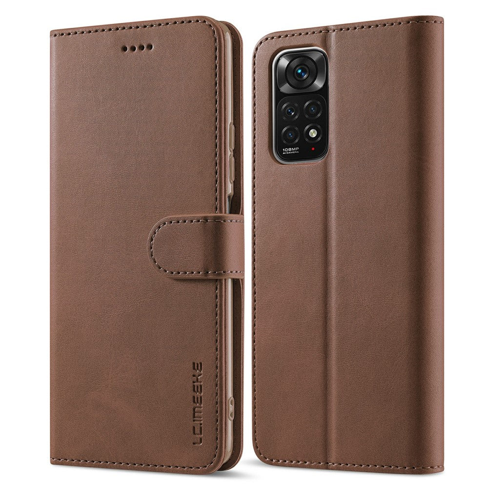 LC.IMEEKE For Xiaomi Redmi Note 12 Pro 4G / Note 11 Pro 4G (MediaTek) / Note 11 Pro 5G (Qualcomm) Leather Phone Cover Calf Texture Stand Wallet Case