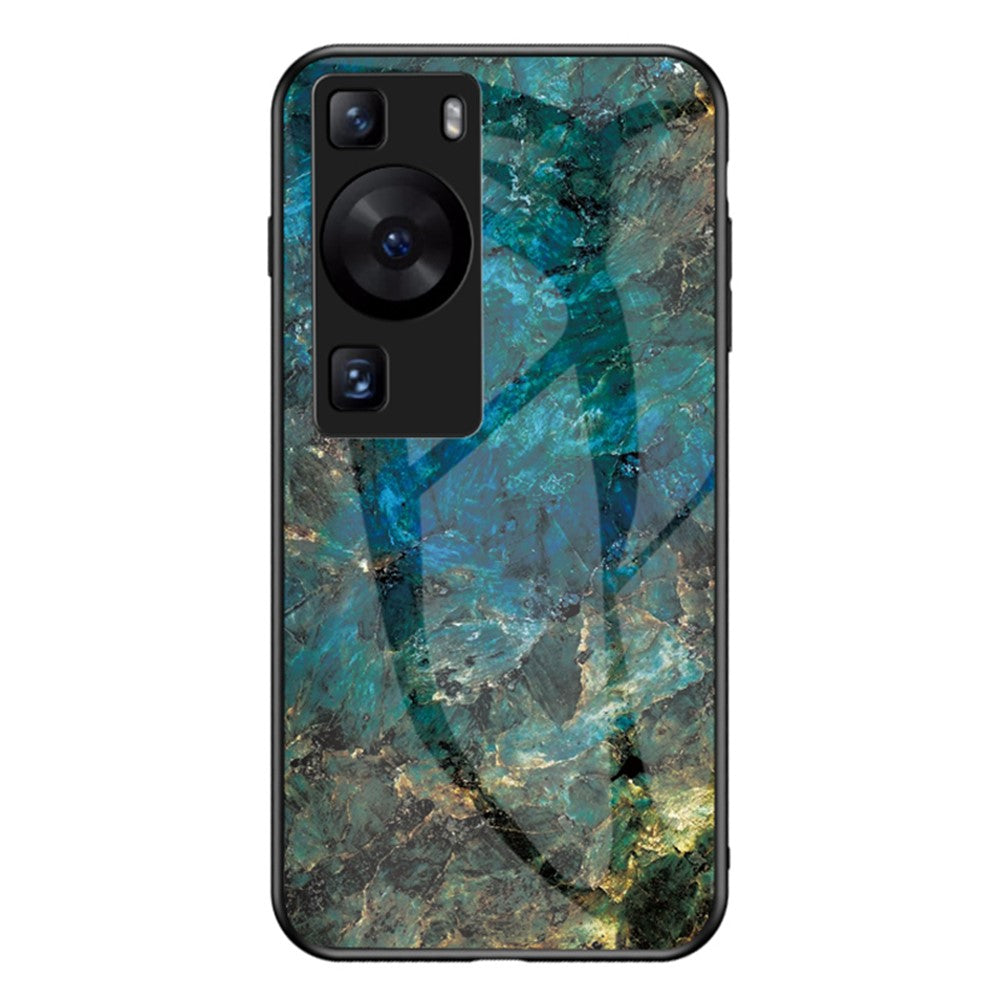 Huawei P60 / P60 Pro Marmormönster mobilskal Härdat Glas + PC + TPU Fallskyddande Skal