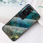 Huawei P60 / P60 Pro Marmormönster mobilskal Härdat Glas + PC + TPU Fallskyddande Skal