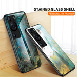 Huawei P60 / P60 Pro Marmormönster mobilskal Härdat Glas + PC + TPU Fallskyddande Skal