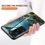 Huawei P60 / P60 Pro Marmormönster mobilskal Härdat Glas + PC + TPU Fallskyddande Skal