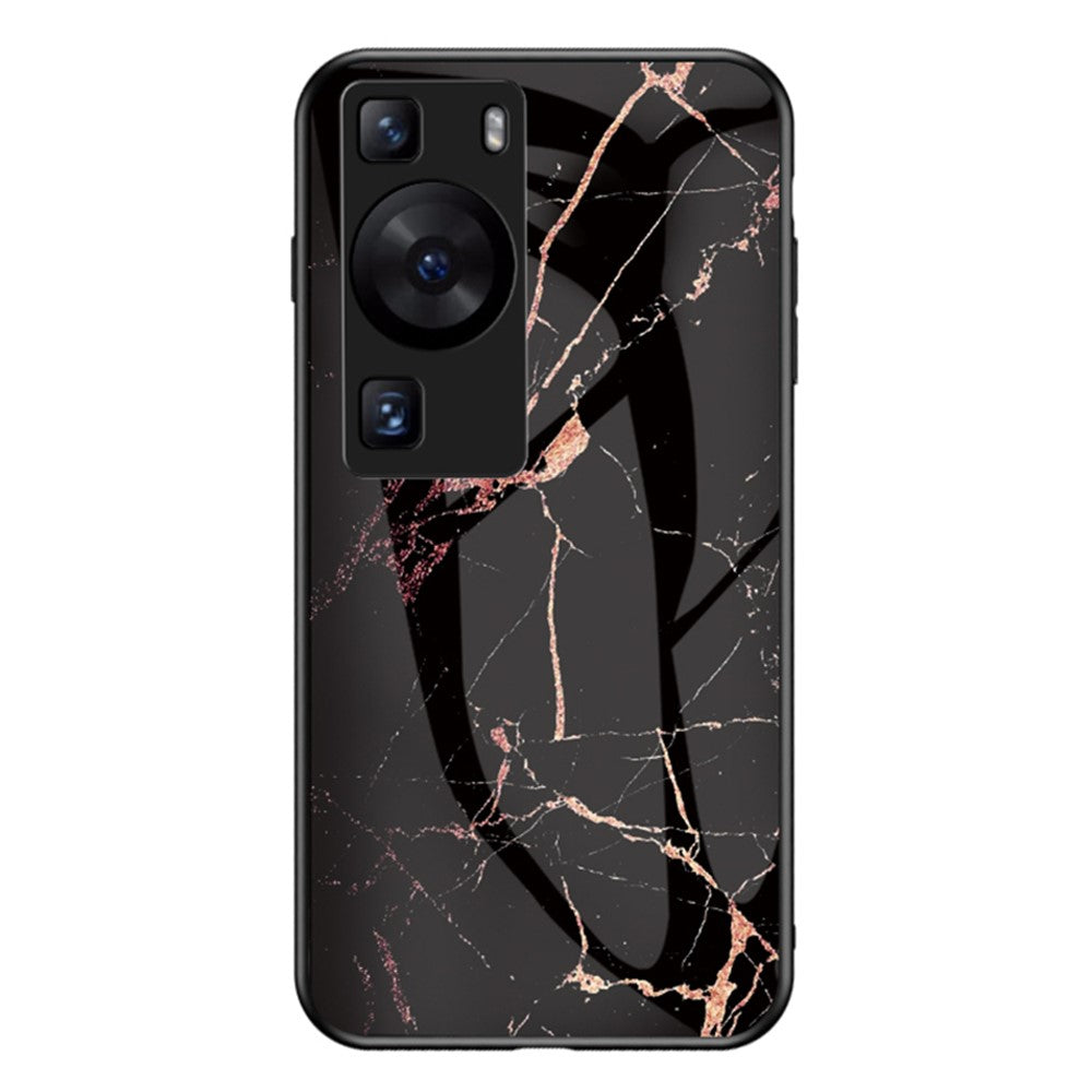 Huawei P60 / P60 Pro Marmormönster mobilskal Härdat Glas + PC + TPU Fallskyddande Skal