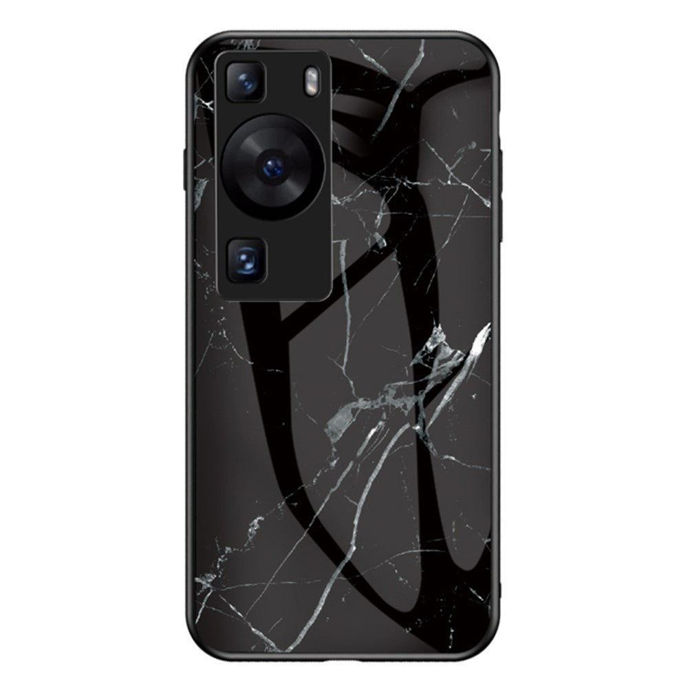 Huawei P60 / P60 Pro Marmormönster mobilskal Härdat Glas + PC + TPU Fallskyddande Skal