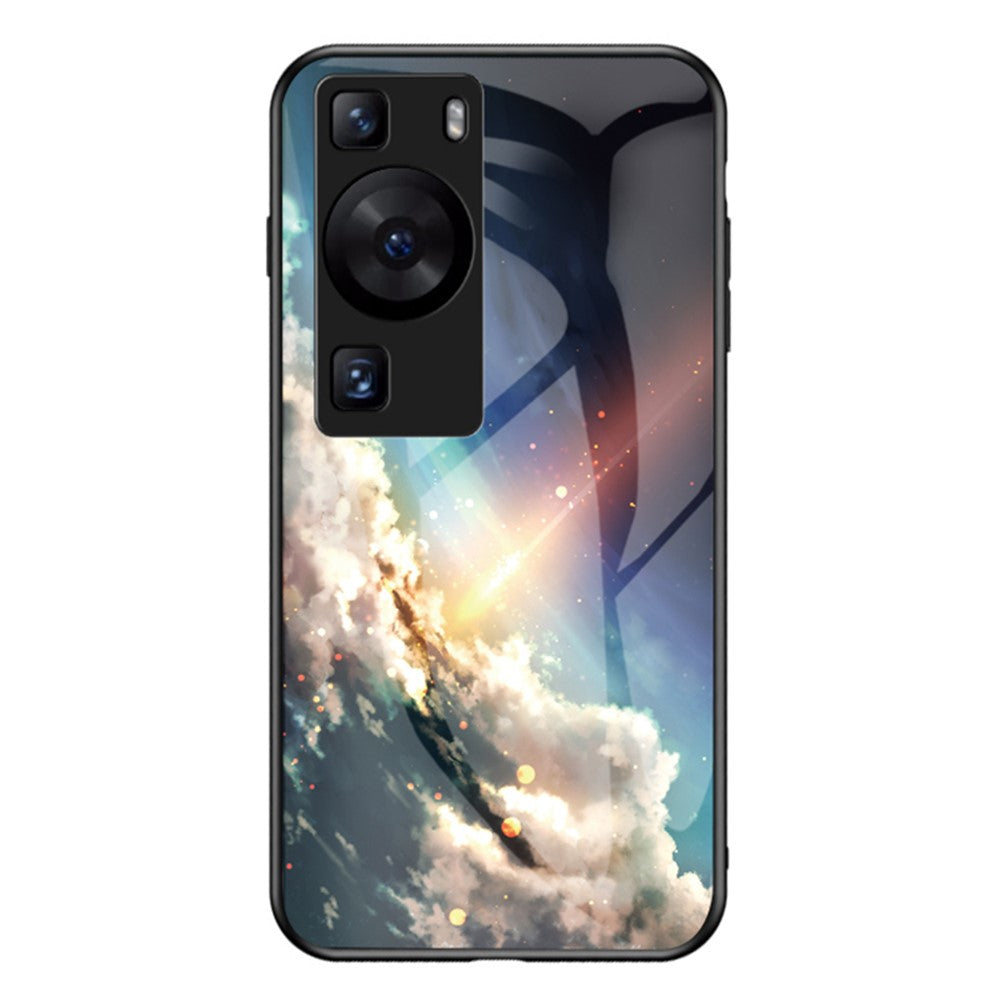 Huawei P60 / P60 Pro 5G PC+TPU+Härdat glas Stjärnhimmelmönster mobilskal Fallsäkert Skydd