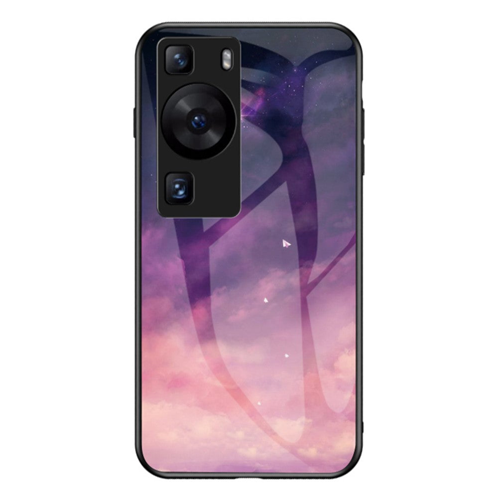 Huawei P60 / P60 Pro 5G PC+TPU+Härdat glas Stjärnhimmelmönster mobilskal Fallsäkert Skydd