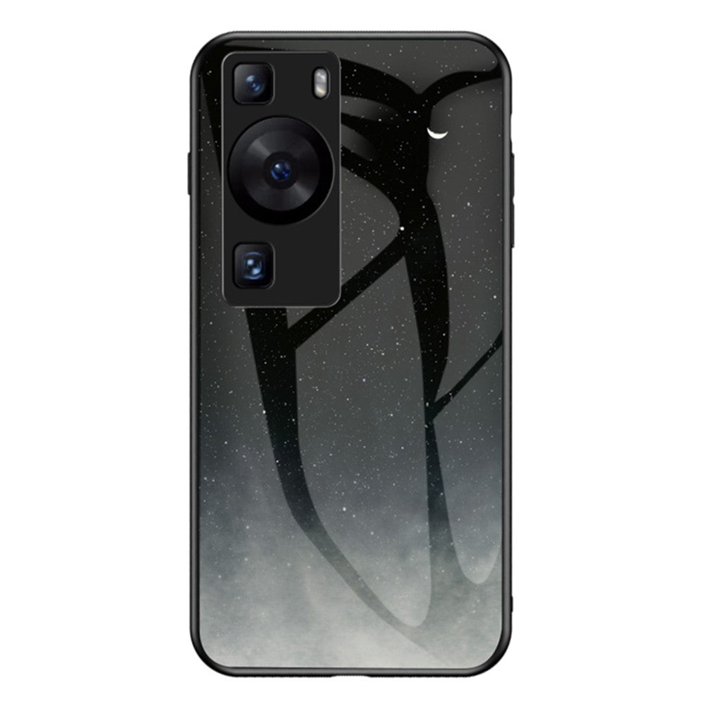 Huawei P60 / P60 Pro 5G PC+TPU+Härdat glas Stjärnhimmelmönster mobilskal Fallsäkert Skydd
