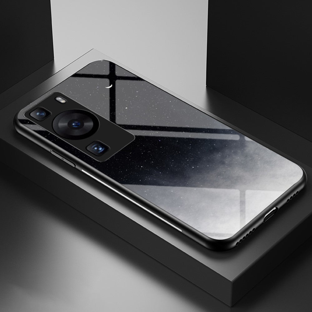 Huawei P60 / P60 Pro 5G PC+TPU+Härdat glas Stjärnhimmelmönster mobilskal Fallsäkert Skydd