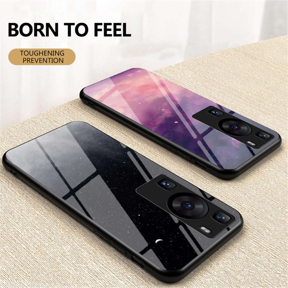 For Huawei P60 / P60 Pro 5G PC+TPU+Tempered Glass Starry Sky Pattern Phone Case Drop-proof Cover
