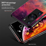 Huawei P60 / P60 Pro 5G PC+TPU+Härdat glas Stjärnhimmelmönster mobilskal Fallsäkert Skydd