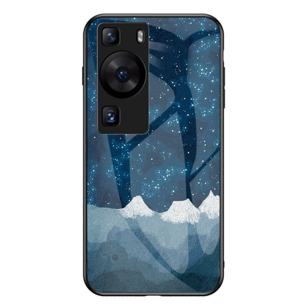 Huawei P60 / P60 Pro 5G PC+TPU+Härdat glas Stjärnhimmelmönster mobilskal Fallsäkert Skydd