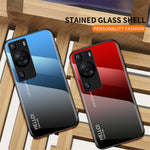 Huawei P60 / P60 Pro Gradient Mobilskal Härdat Glas + PC + TPU Stötsäkert Mobilskal
