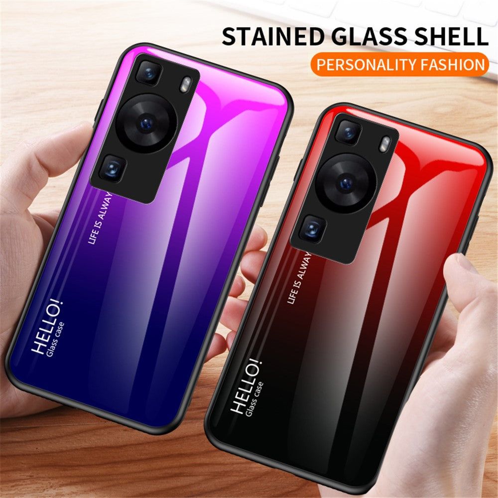 Huawei P60 / P60 Pro Gradient Mobilskal Härdat Glas + PC + TPU Stötsäkert Mobilskal