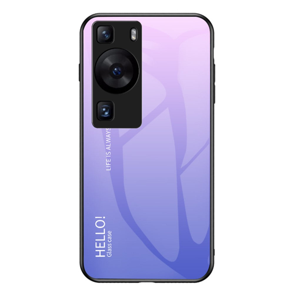 Huawei P60 / P60 Pro Gradient Mobilskal Härdat Glas + PC + TPU Stötsäkert Mobilskal