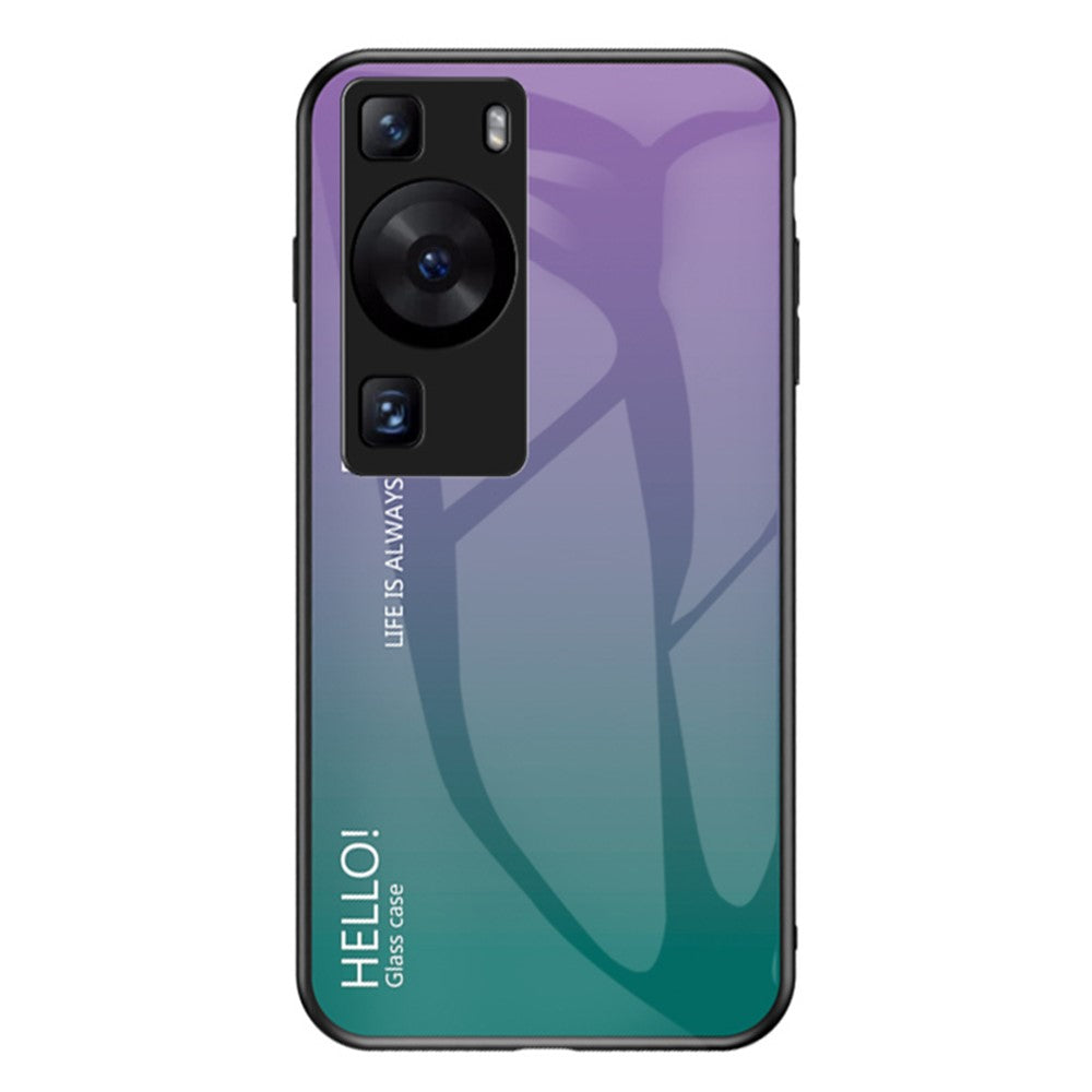 Huawei P60 / P60 Pro Gradient Mobilskal Härdat Glas + PC + TPU Stötsäkert Mobilskal