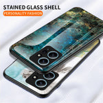 For Xiaomi Redmi Note 12 4G Tempered Glass+PC+TPU Phone Case Marble Pattern Cover
