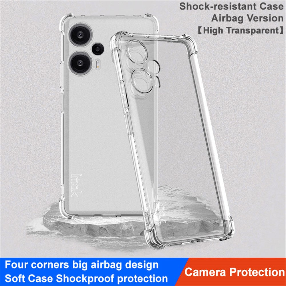 IMAK For Xiaomi Redmi Note 12 Turbo / Poco F5 5G Flexible TPU Phone Case Clear Shockproof Airbag Cover