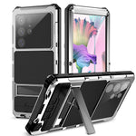 R-JUST För Samsung Galaxy S23 Ultra Stativskal PC+Silikon+Metall Vattentätt Dammtät Skal med Skärmskydd