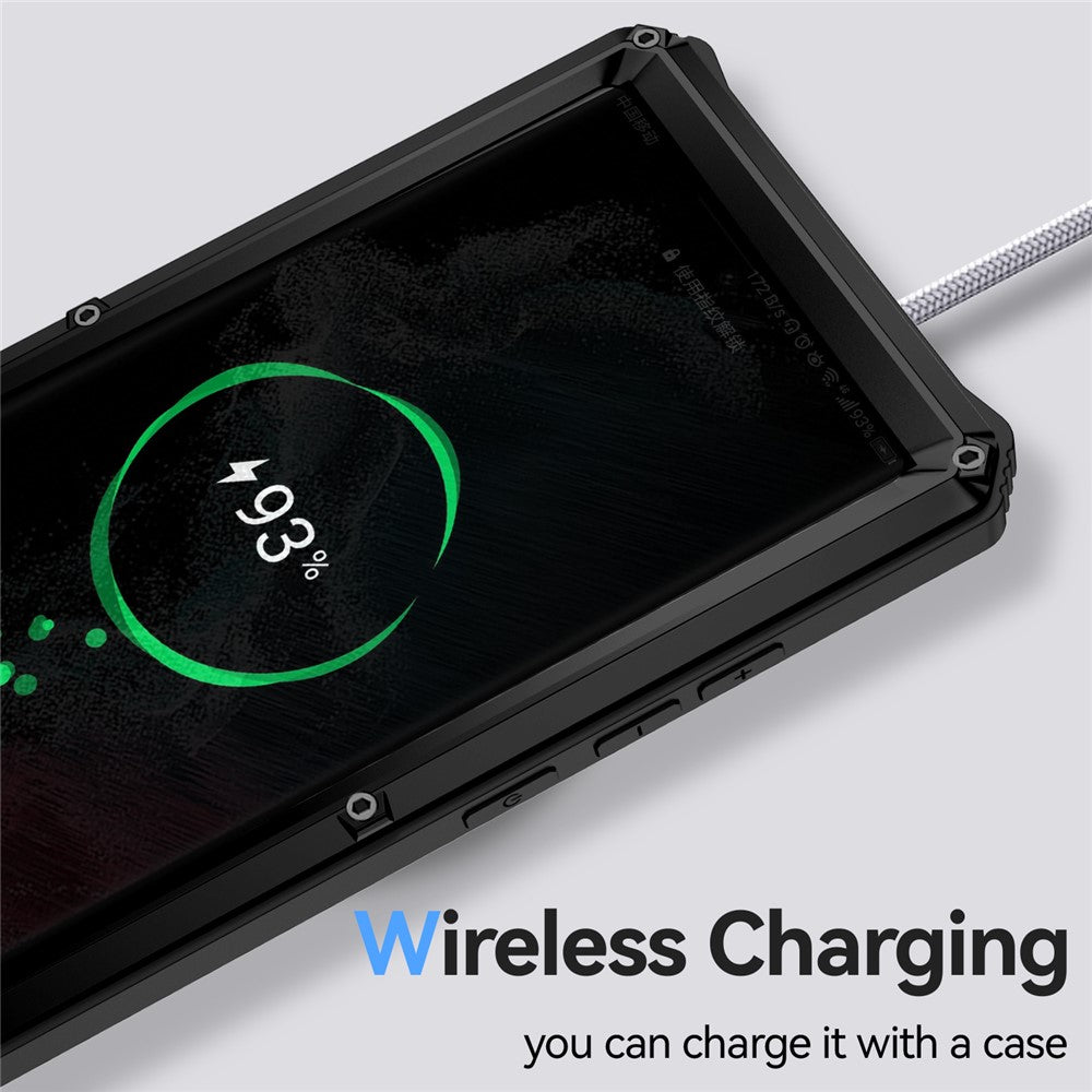 R-JUST vandtæt og faldsikkert cover til Samsung Galaxy S22 Ultra 5G med stativ og bagside i hærdet glas
