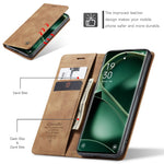 CASEME 013 Series For Oppo Find X6 Pro PU Leather Wallet Phone Case Shockproof Flip Stand Phone Shell